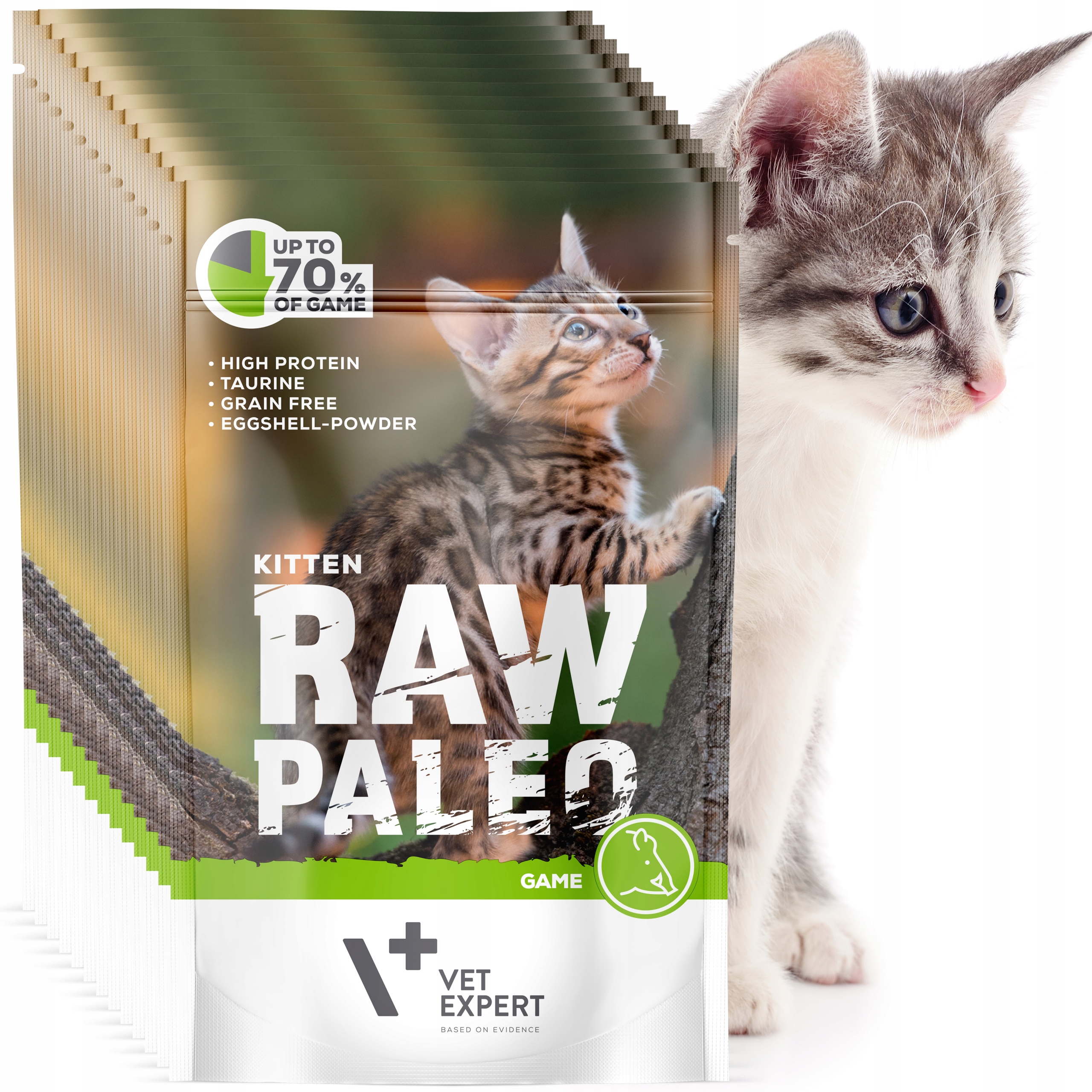 Zestaw Mokra karma dla kociąt dziczyzna Raw Paleo 12 x saszetka 100g