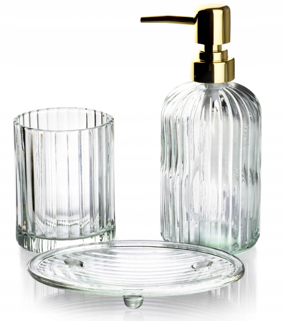 

Kpl. Łazienkowy Szklany mydelniczka kubek 6167