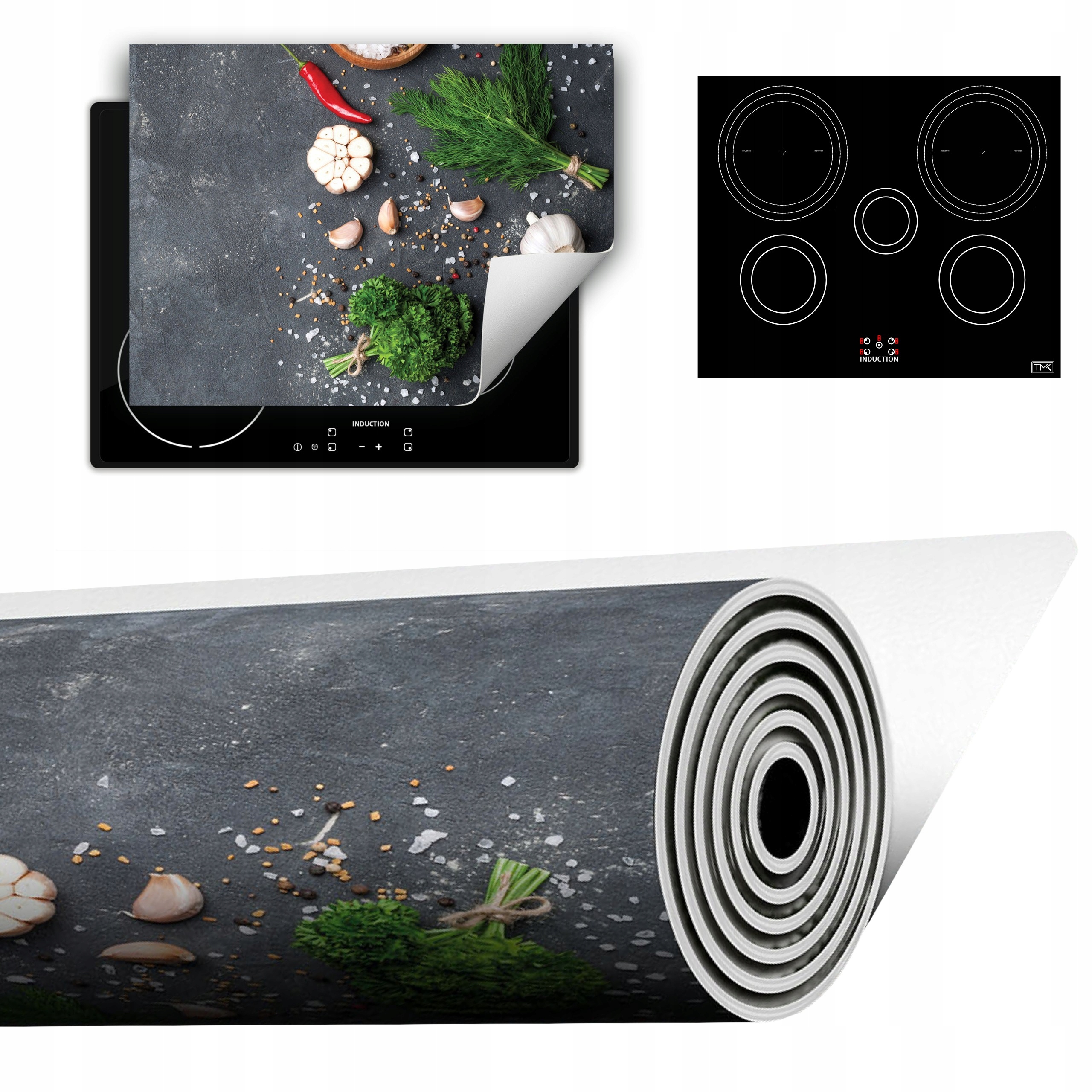 Vinylová Podložka Do Kuchyně Více Místa 70x52 břidlice česnek