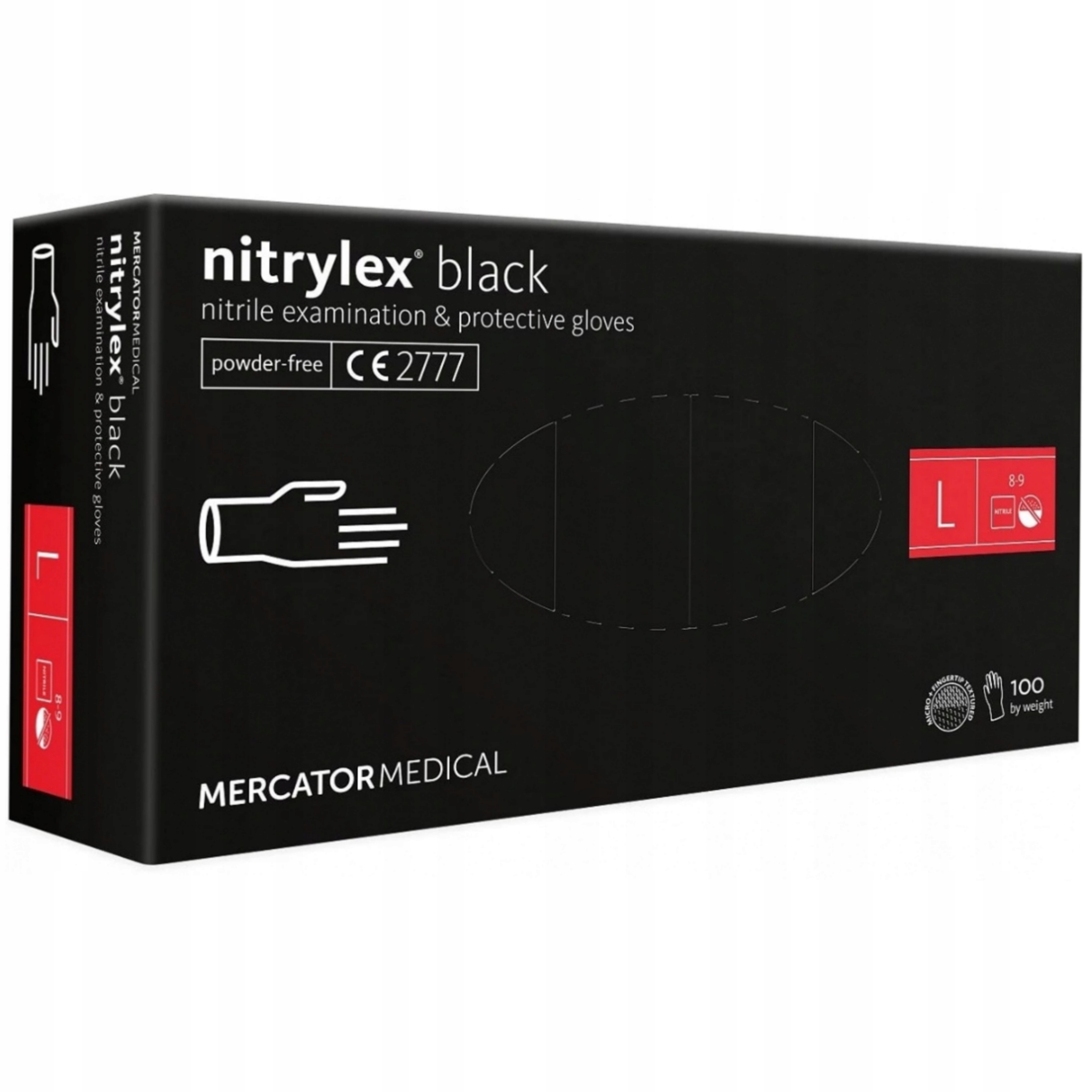 

Rękawice Nitrylowe Czarne Mercator L 100SZT