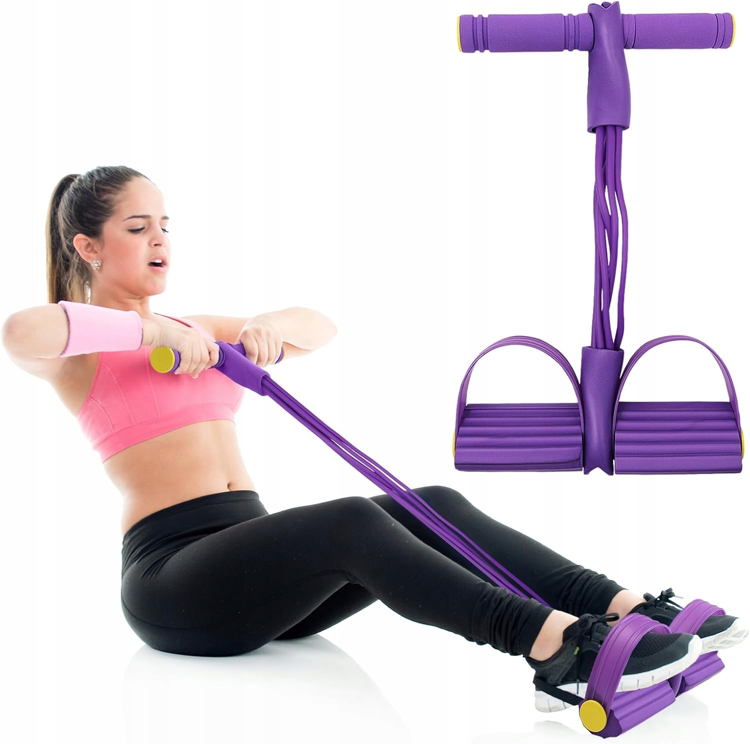 Ekspander Fitness Taśmy Oporowe Z Pedałami 6 Rur