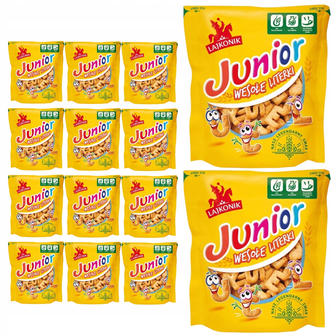 Lajkonik Junior Happy Letters slané Krekry 120 g x 14 kusů