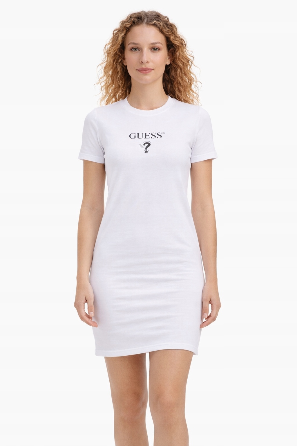 Guess Dámské Šaty S Logem Krátký Rukáv Ecru M I4C