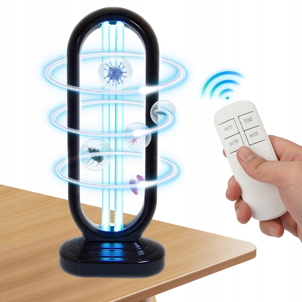 Lampa Bakteriobójcza Uv 38W Sterylizacja Dezynf Czarny Zdalne Sterowanie