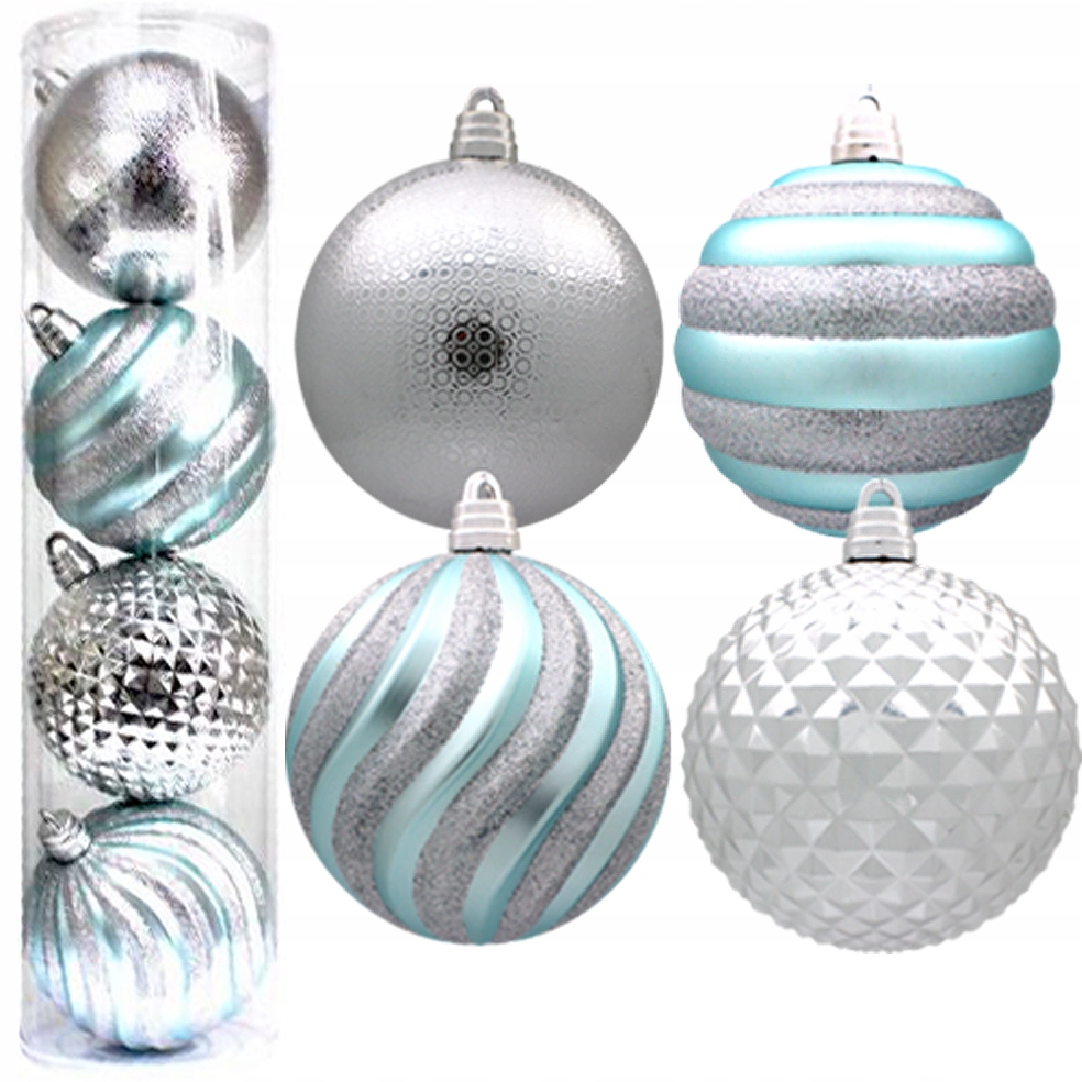 

Bombki 15cm W Tubie B2070 Silver-blue Duże 4szt