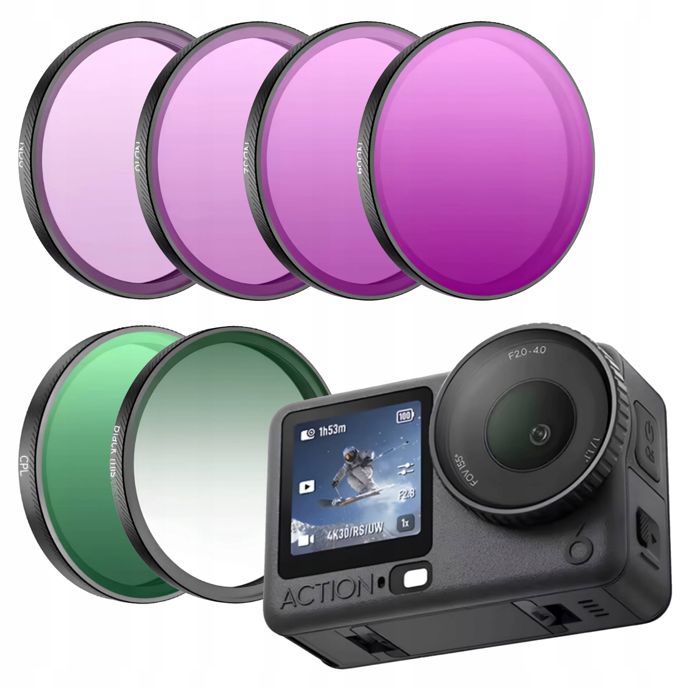 Sada 6 filtrů pro kameru Dji Osmo Action 6 Cpl ND8/16/32/64 Black Mist