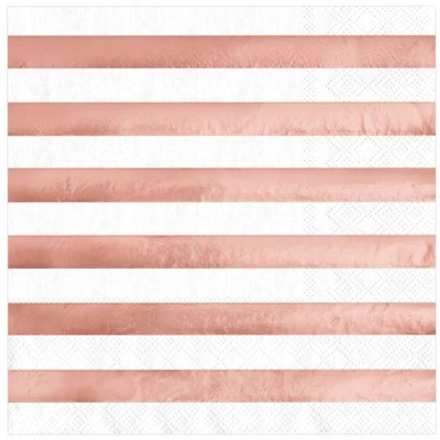 SERWETKI białe RÓŻOWE paski DEKORACJA 10 szt