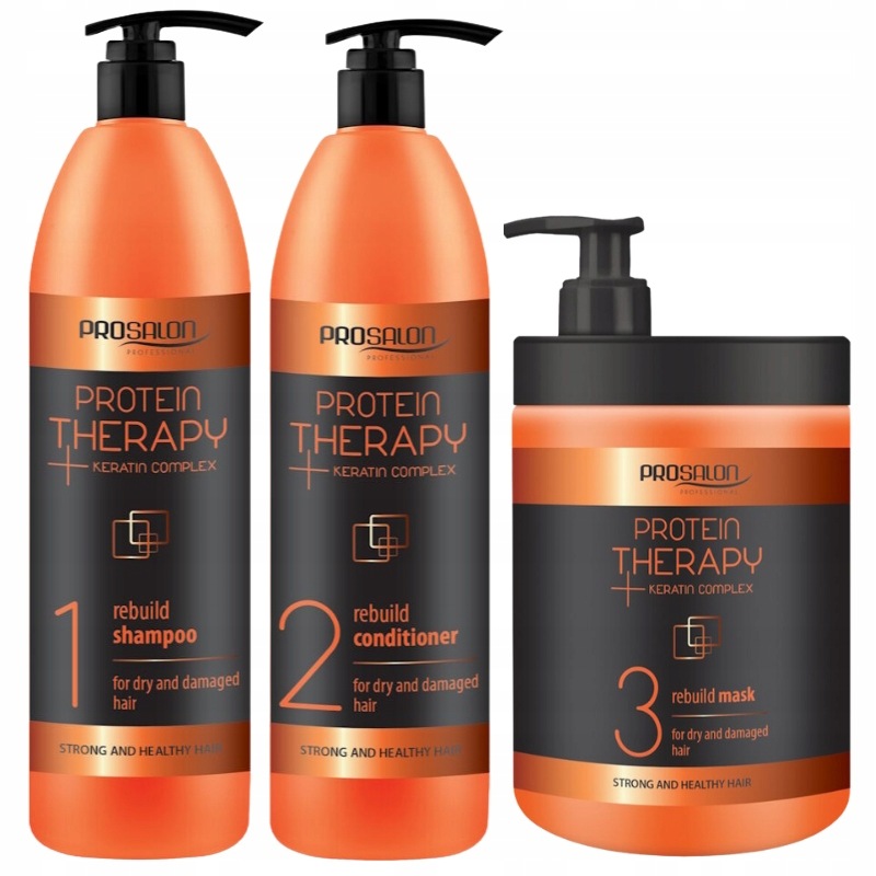 Chantal Prosalon Protein Szampon Odżywka Maska Odbudowująca 3x1000g