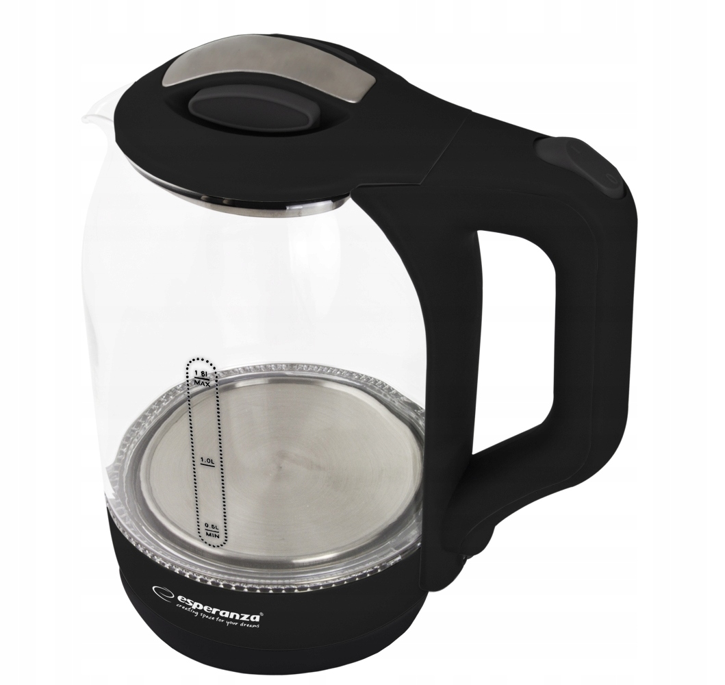 EKK025K Esperanza Skleněná Rychlovarná Konvice Yukon 1.7 L Černá