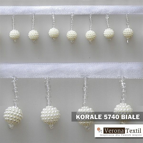 

Taśma+koraliki Do Firan,zasłon 5740 A1 Białe