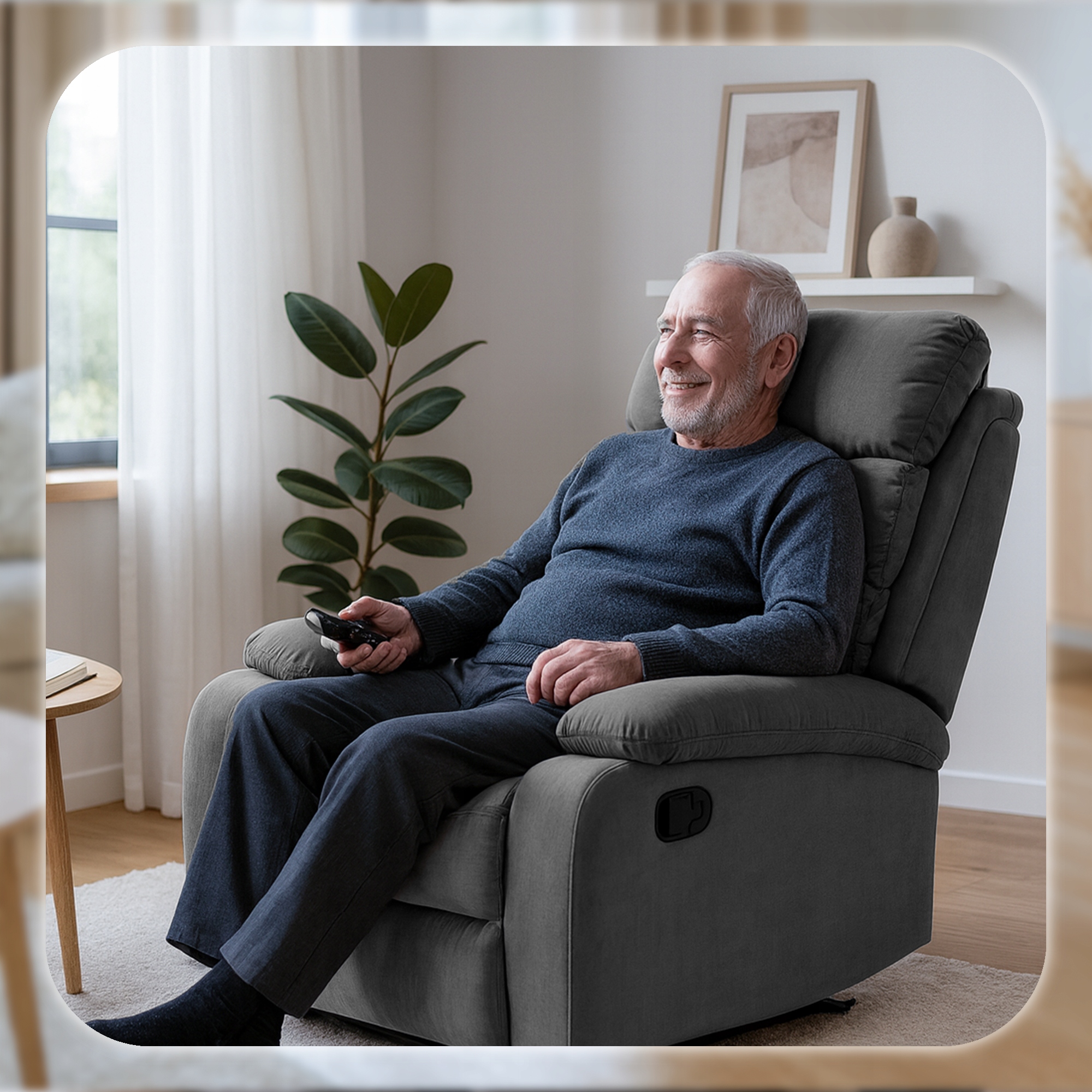 Fotel Rozkładany Wypoczynkowy z Podnóżkiem Do Salonu Welurowy Szary KOBE Kolekcja KOBE Szary