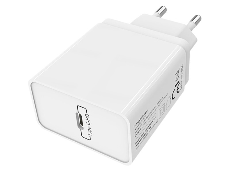 Síťová nabíječka Wg 1xUSB-C-PD 20W, nylon cable type C-Lightning Mfi (bílá)