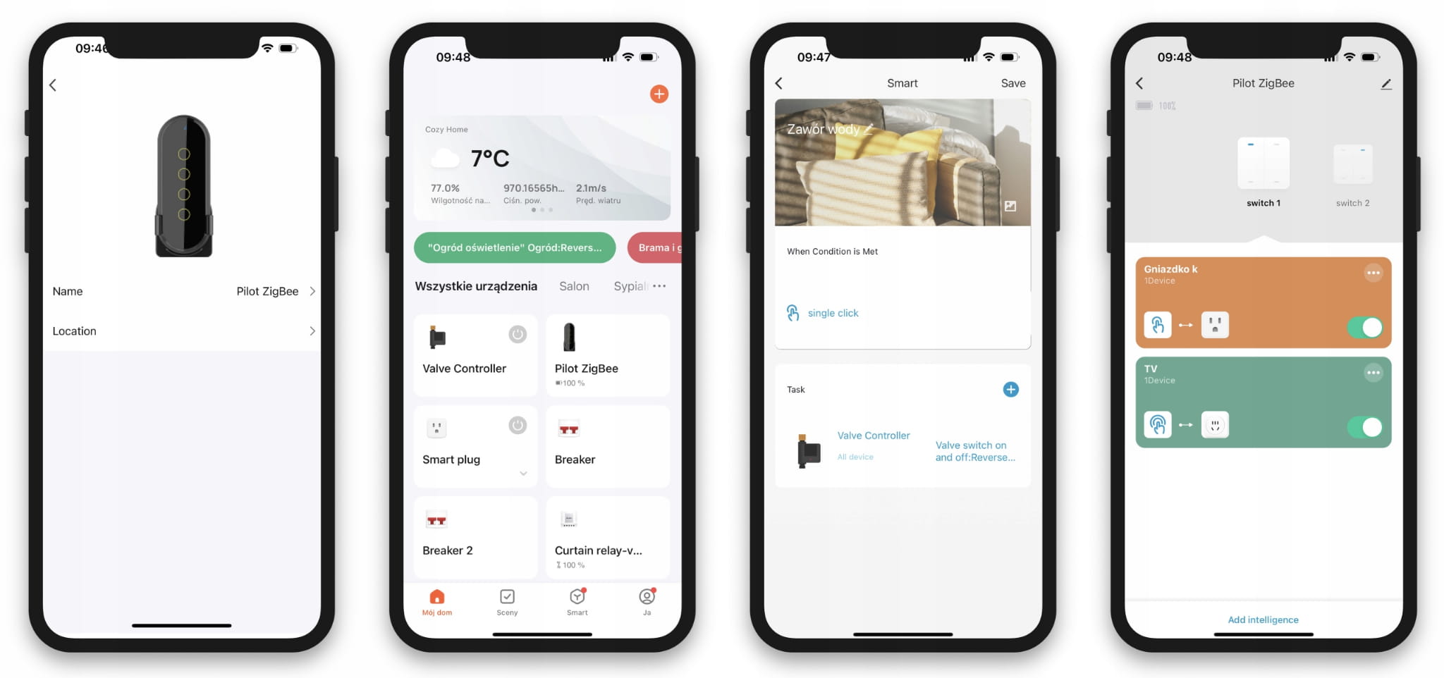 PILOT DOTYKOWY AUTOMATYZACJA 4 KANAŁY 12 SCEN BIAŁY ZIGBEE TUYA Zasilanie baterie
