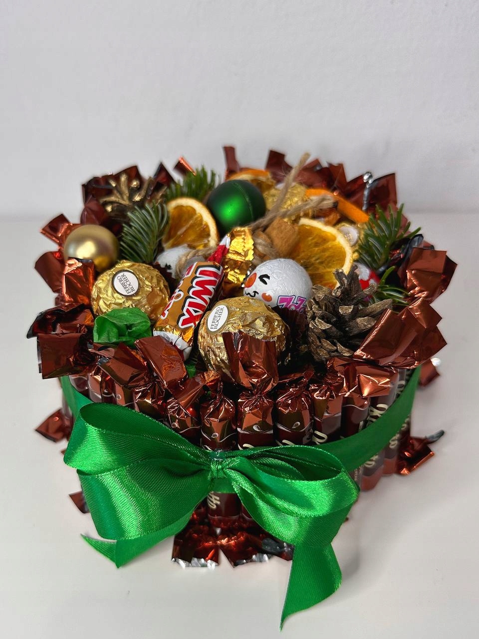 Zelený bonbónový box na Mikuláše, Vánoce, dárek