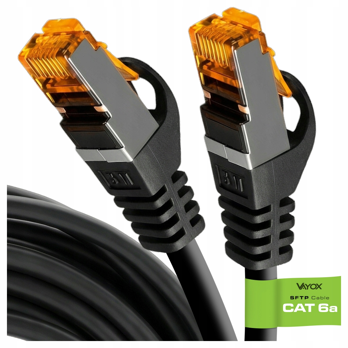 Patchcord Vayox S/FTP 6a RJ45 / RJ45 10 m czarny