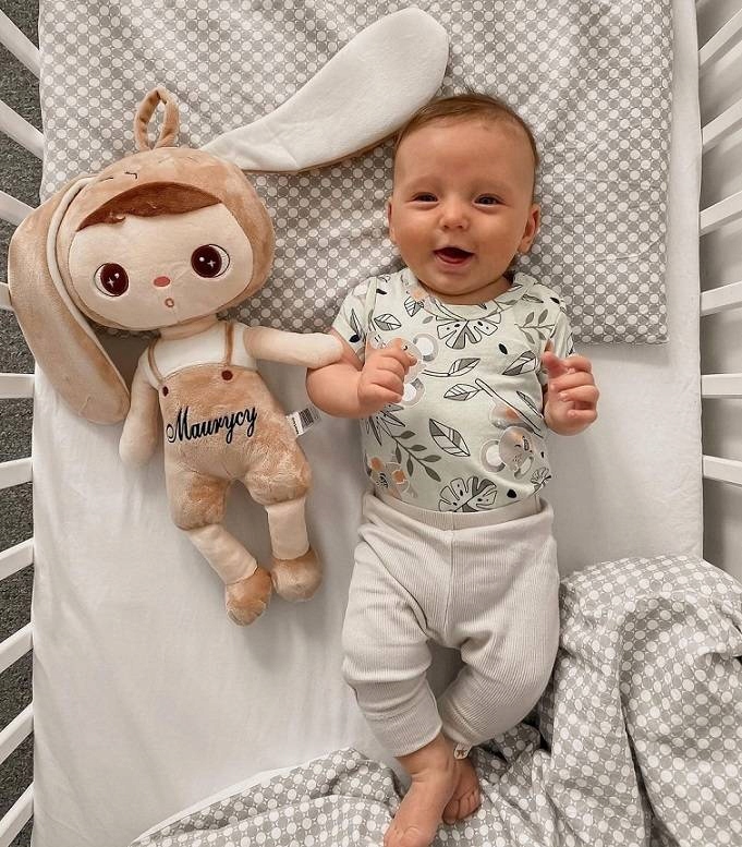 Metoo Lalka Beżowy Króliś 50 cm z Personalizacją Prezent dla Dziecka Materiał tkanina