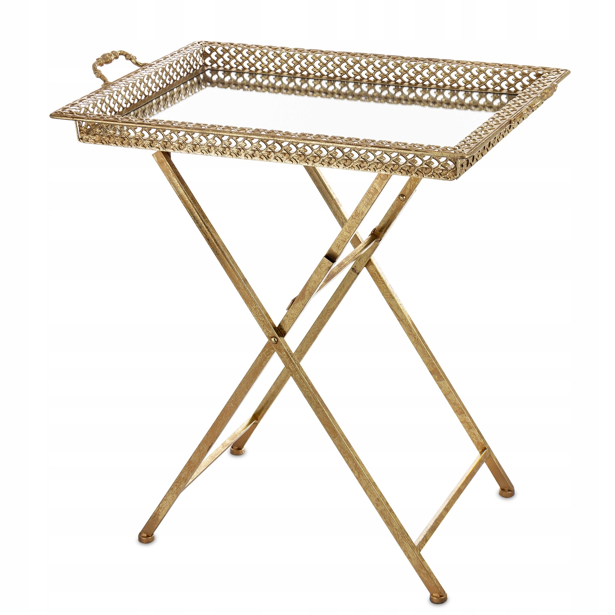 Minimalistický kvetinový stojan, zlatý glamour stolík s zrkadlom, dekorácia