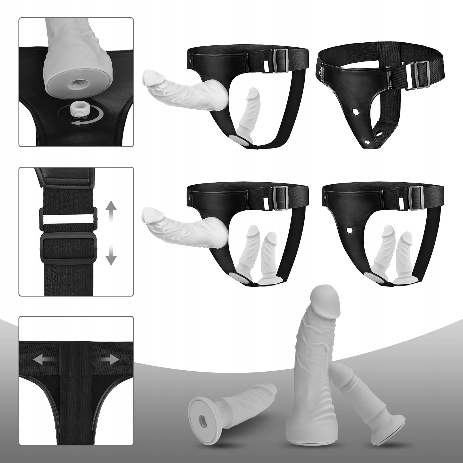 UTIMI Zestaw Strapon z 3 Dildo Silikonowymi Regulowanym Paskiem Dla Par — miniatura 5