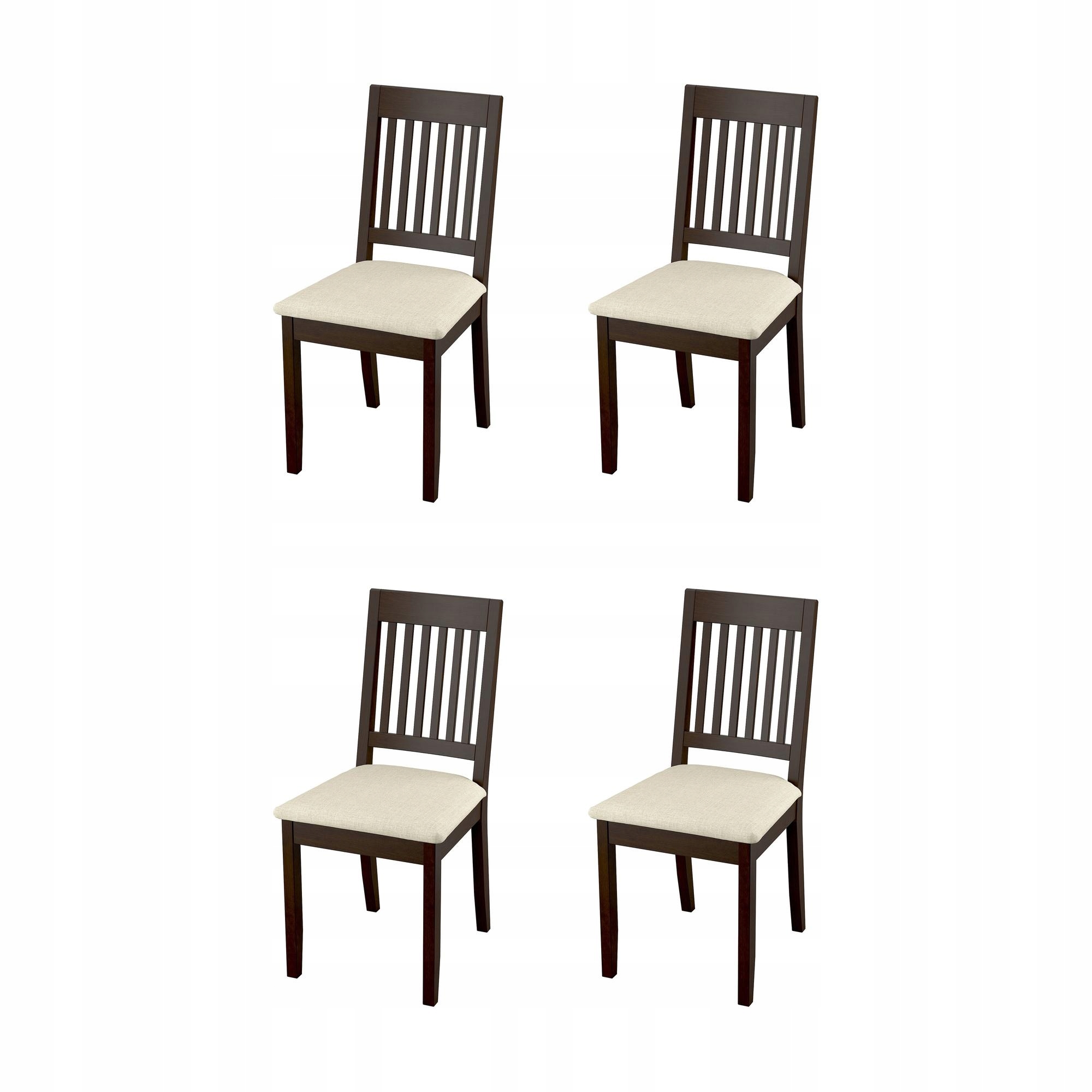 4 szt. Krzesło Ciemnobrązowe z Beżową Tapicerką 85cm