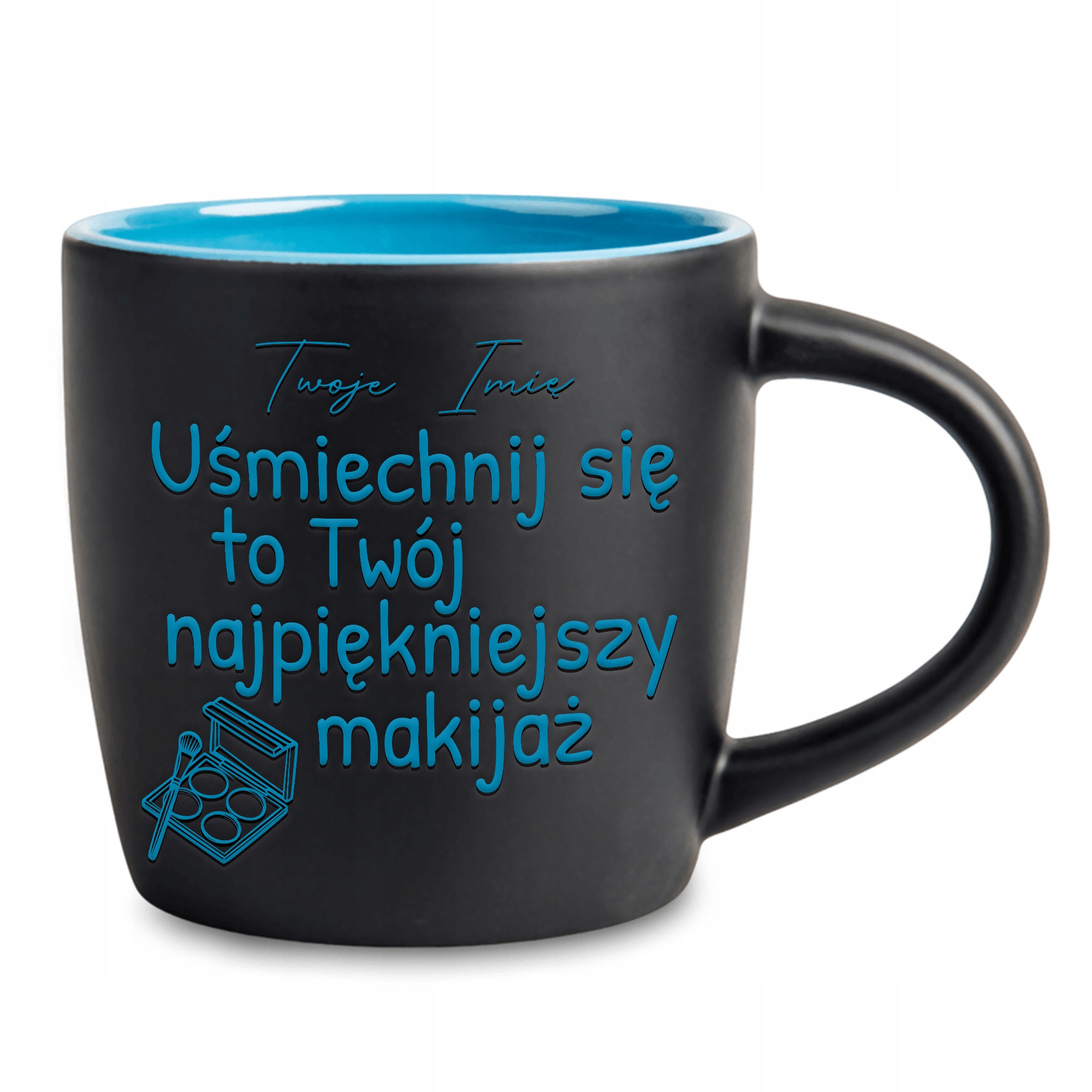 Hrnček Grawer Modrý Matný Úsmev Je Najkrajší Make-up *meno*
