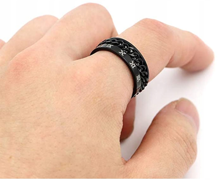 PIERŚCIEŃ SYGNET ŁAŃCUCH ROCK PUNK STAL STALOWY Waga produktu z opakowaniem jednostkowym 0.05 kg