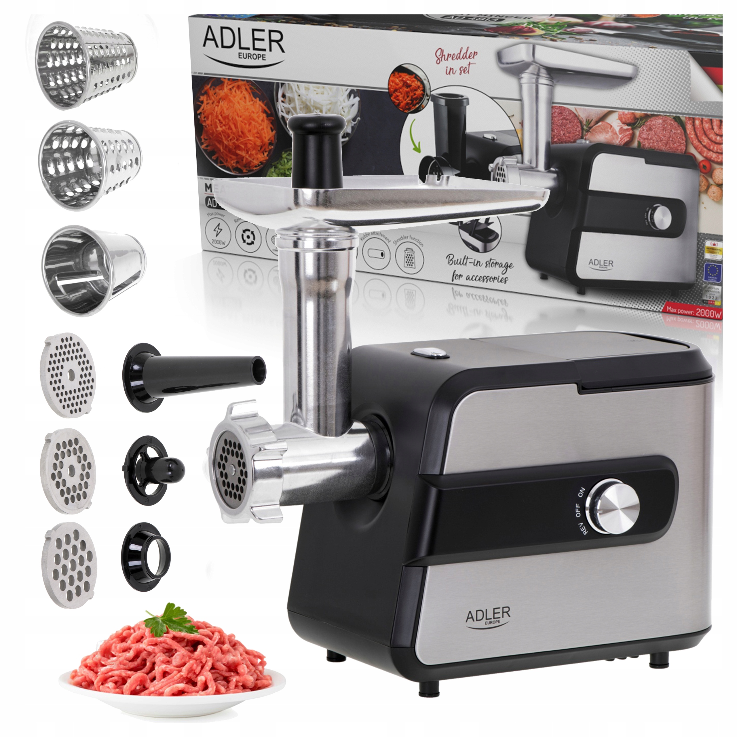 Maszynka Do Mielenia Mięsa Warzyw Z Szatkownica Elektryczna 2000W