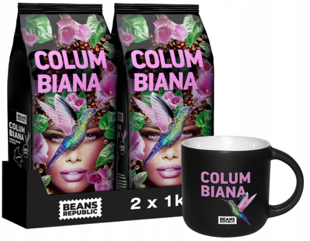 Levně Set Káva zrnková Beans Republic Columbiana 2x1 kg hrnek Bonus