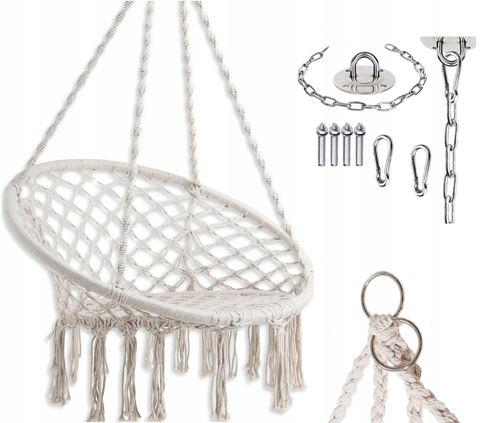 Huśtawka Bocianie Gniazdo Ogrodowa Hamak Kosz Zestaw Do Mocowania Stalowy