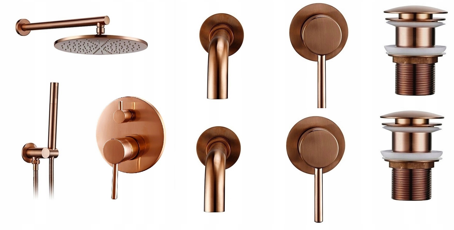 Kúpeľňová sprchová batéria Medená Mat Sada