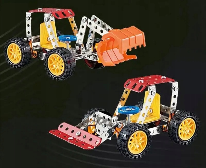 Metalowy model 3w1 RegMag ZS-02 – koparka, spychacz, wózek widłowy – Trwałe wykonanie