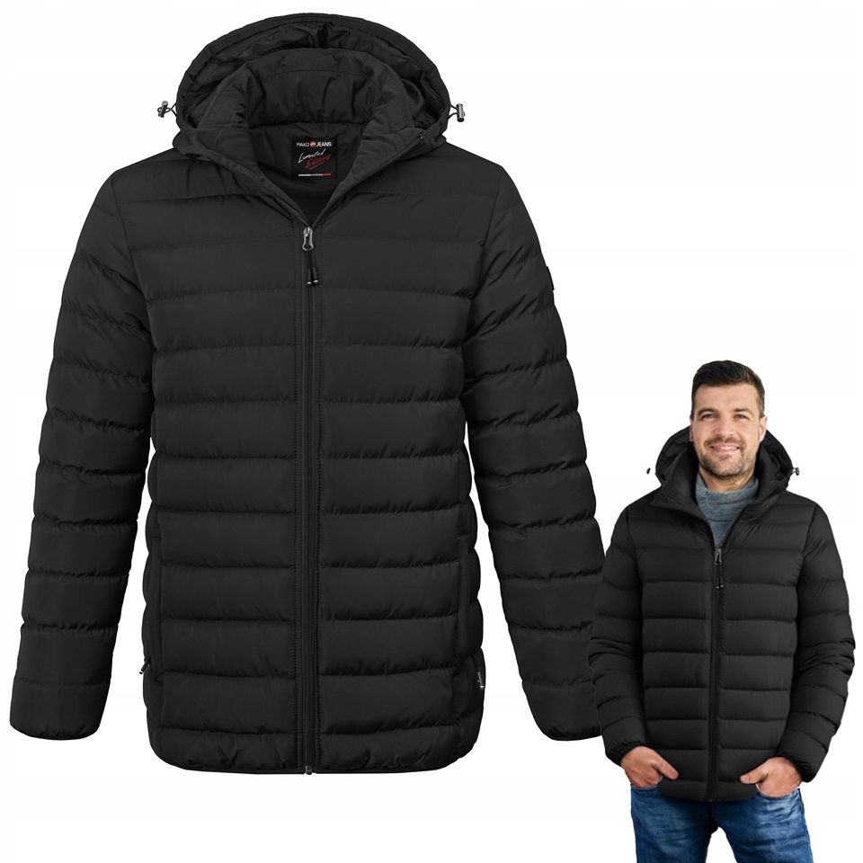Pánská bunda s kapucí Zimní městská prošívaná Černá Pako Jeans