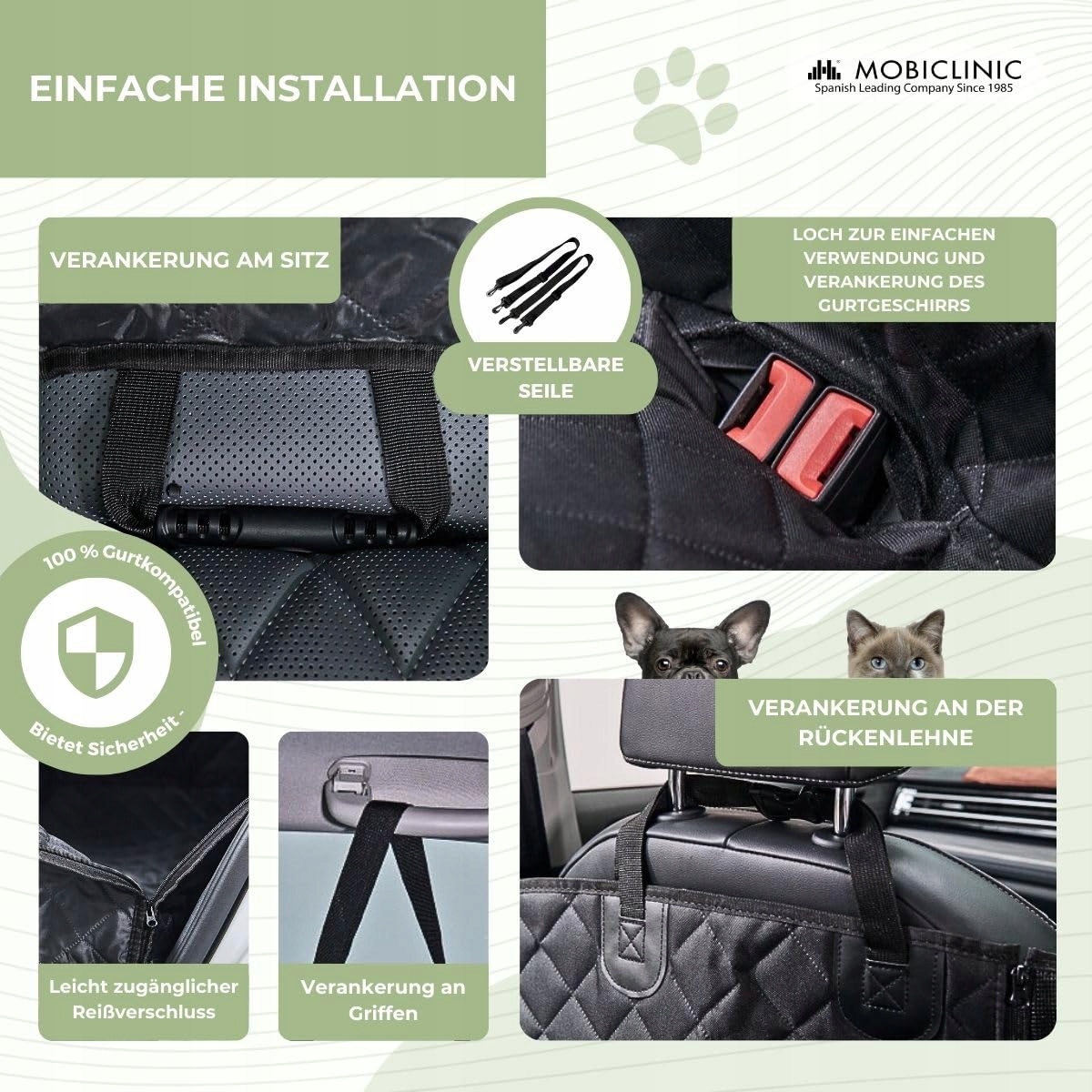MOBICLINIC Pets Samochodowy Fotelik Dla Psów Wodoodporny Uniwersalny — miniatura 3