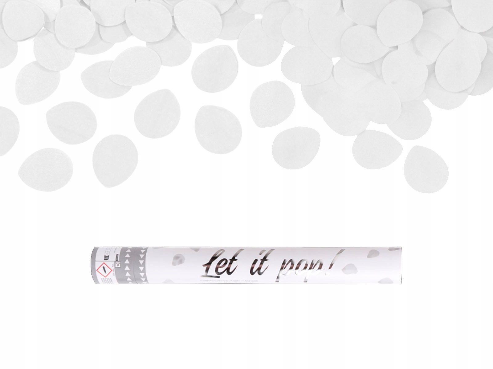 Tuba strzelająca białe płatki róż 40cm Konfetti