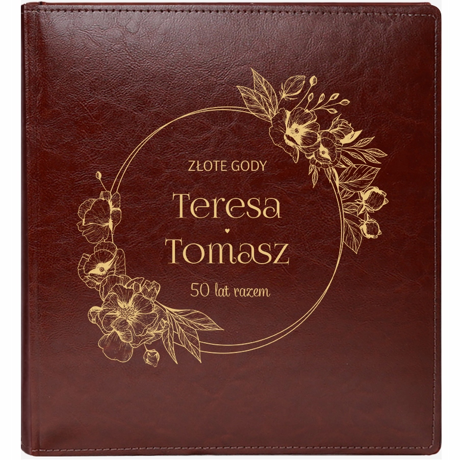 Skórzany Album na Zdjęcia Personalizowany Ślub Rocznica 50 Kart