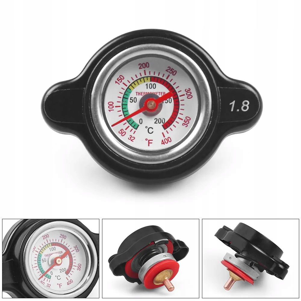 Water Tank Thermostatic Radiator Cap Cover With Temp Gauge Meter 1.8 ...