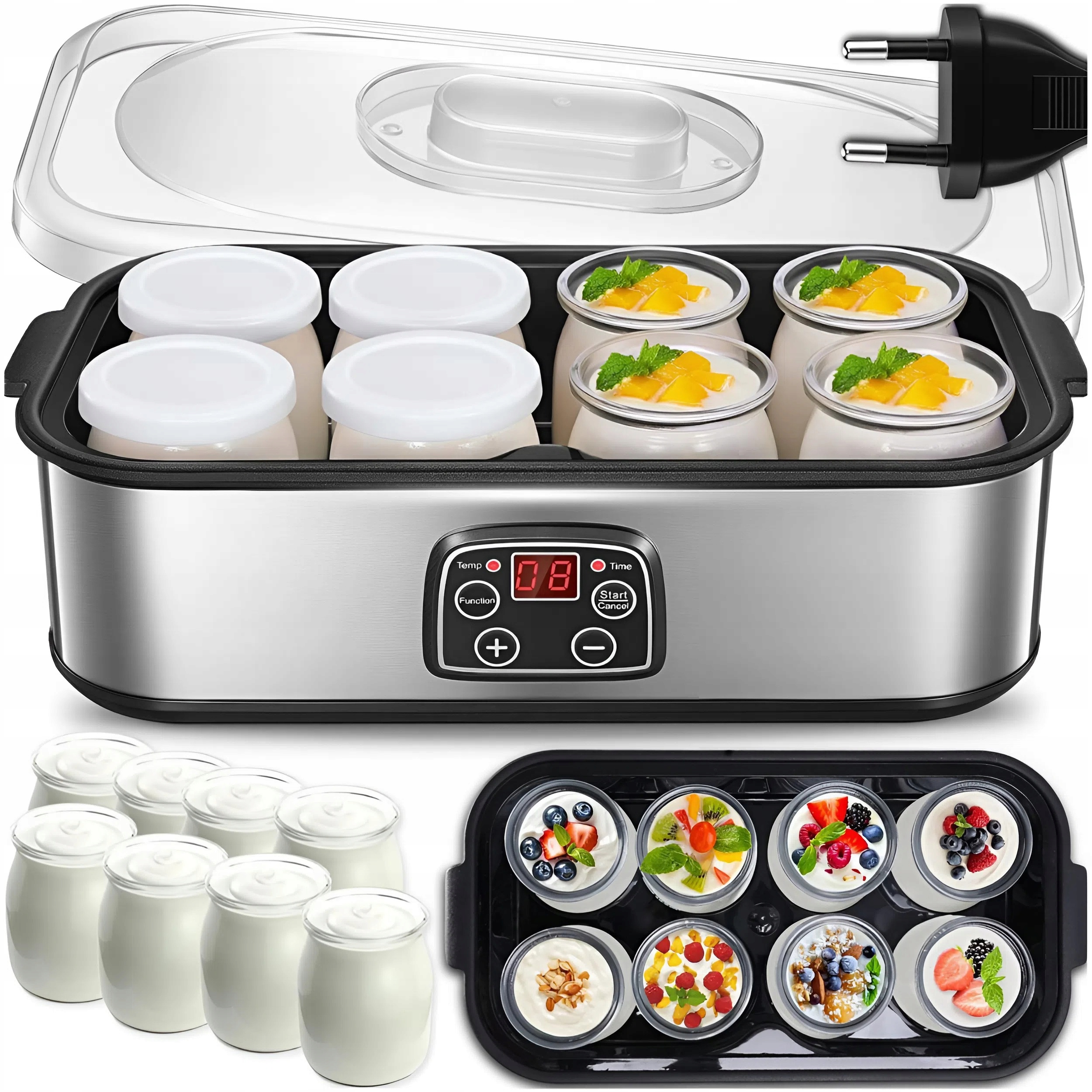 Jogurtovač Časovač Regulace Teploty Domácí Jogurt 1400 ML 8 Sklenic