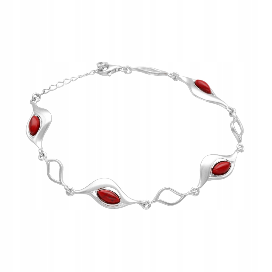 Náramek s korálem, slza, stříbro