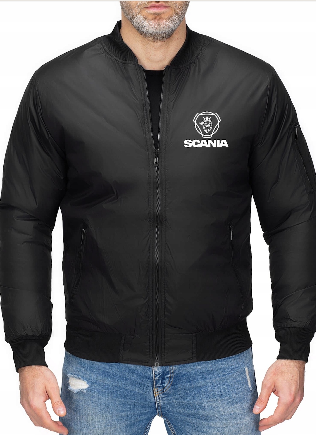 Pánská Bomberová Bunda Bomber Přechodová Scania Černá M