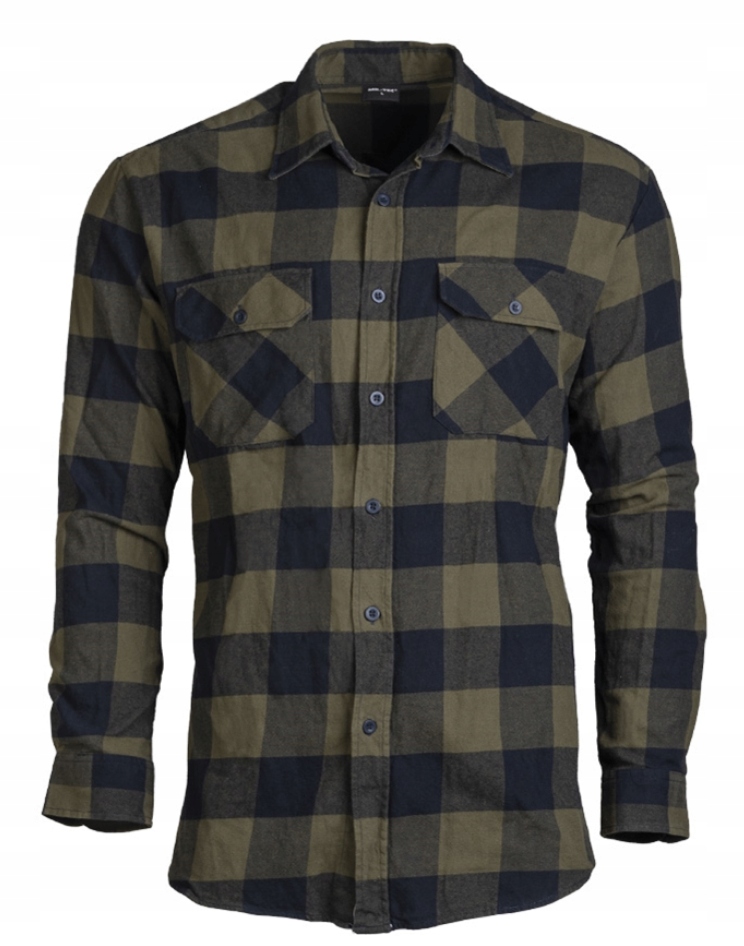 Mil-Tec Koszula "Drwala" Flanelowa Czarna/Oliwkowa L