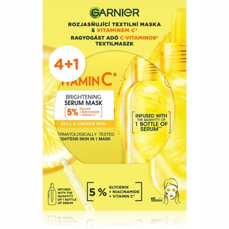 Sada Rozjasňujících Látekných Masek S Vitamínem C 4+1 Ks