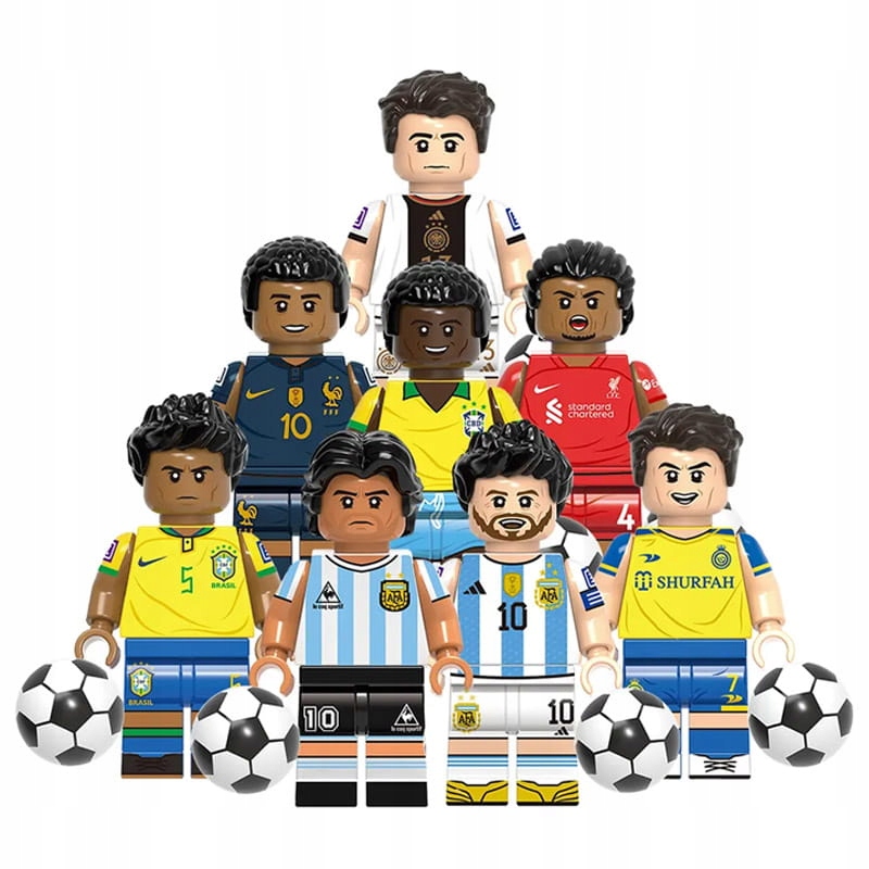 

Piłkarskie figurki klocki Pele Maradona Mbappe