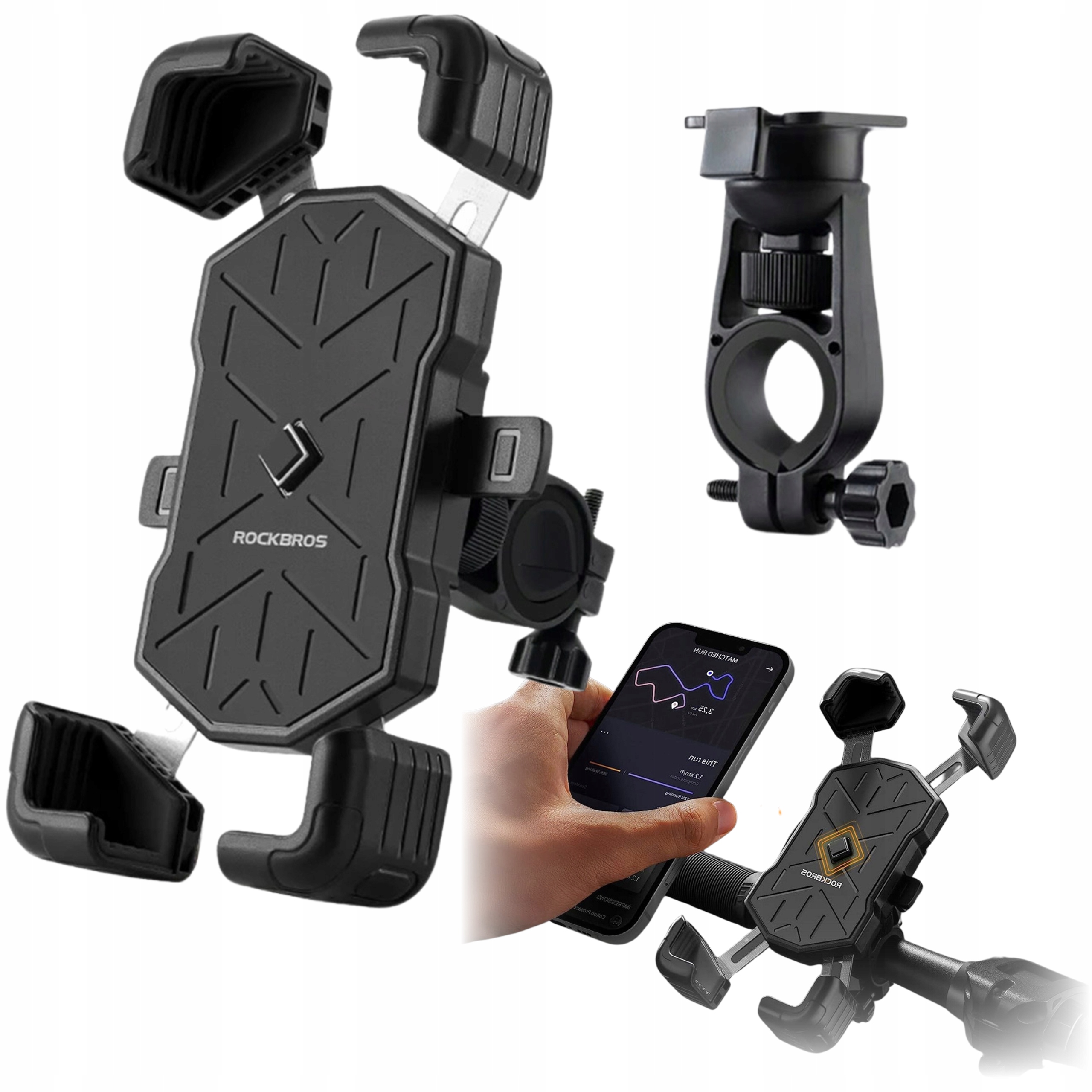 Uchwyt Rowerowy Na Telefon Rockbros Na Kierownicę 360° 4.5"-7.2" Czarny