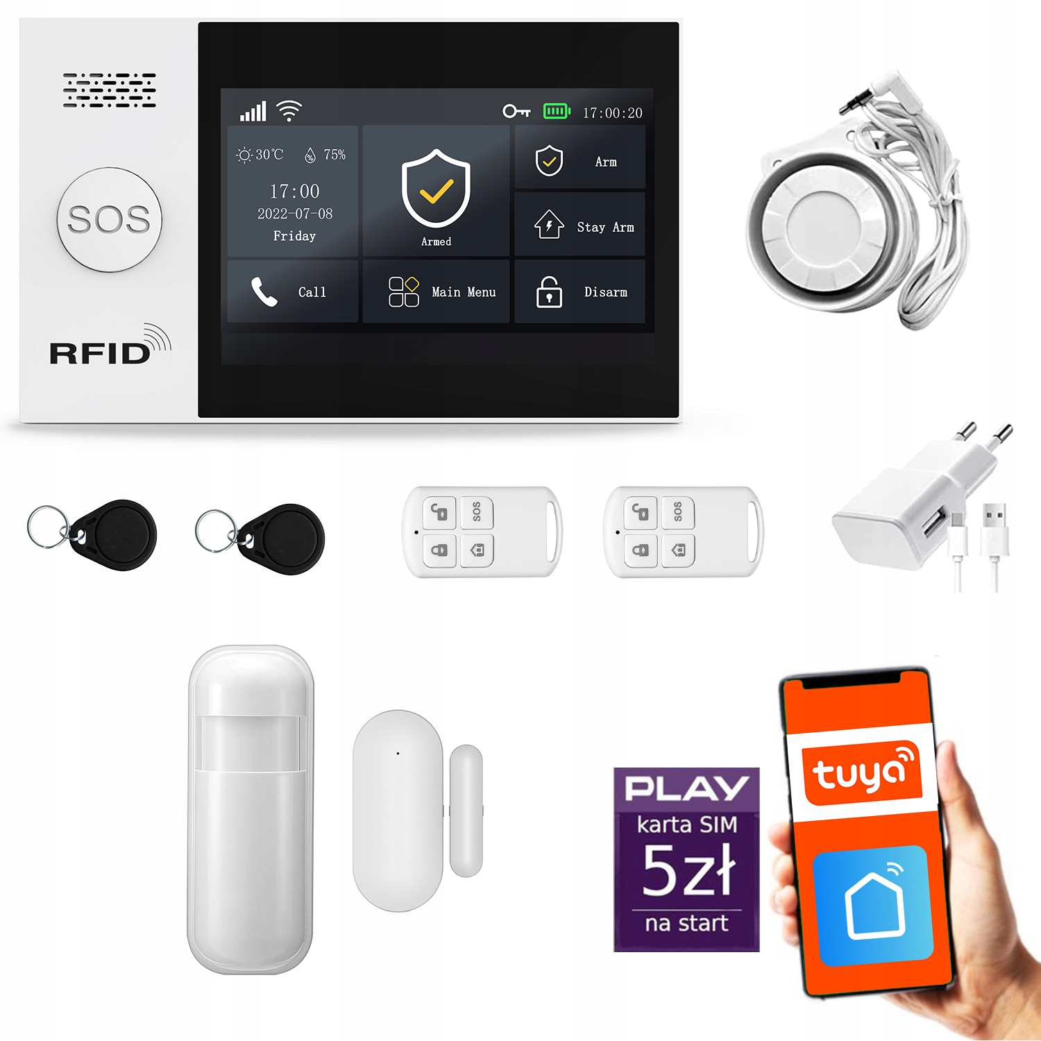 Bezdrôtový alarm Gsm WiFi, Sms, Tuya, alarmová sada Huxgo HXA007