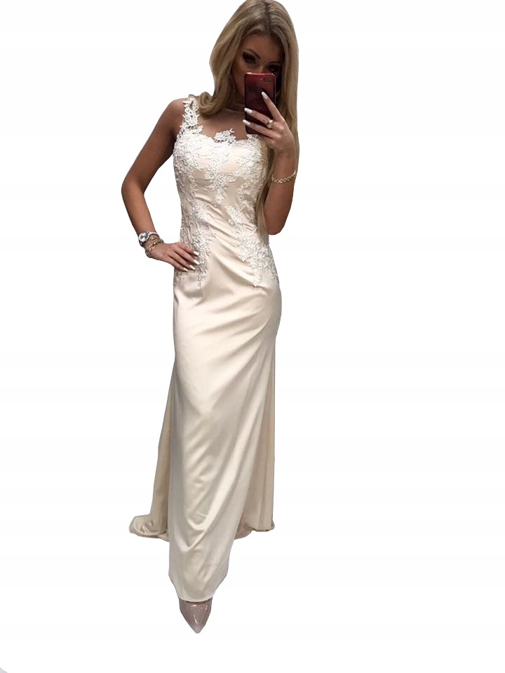 Nina Dlouhá Béžová Tužková Šaty svatební hostina Družičky M