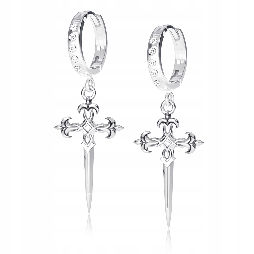 Stříbrné 925 náušnice Dýka Symbol boje, připravenosti k akci Pouta