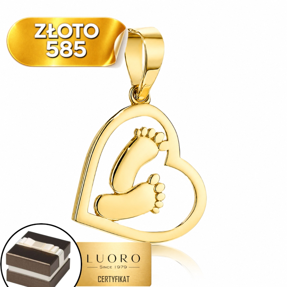 Přívěsek Zlatý 585 14K S Srdíčky 1,85 CM Jemný Elegantní