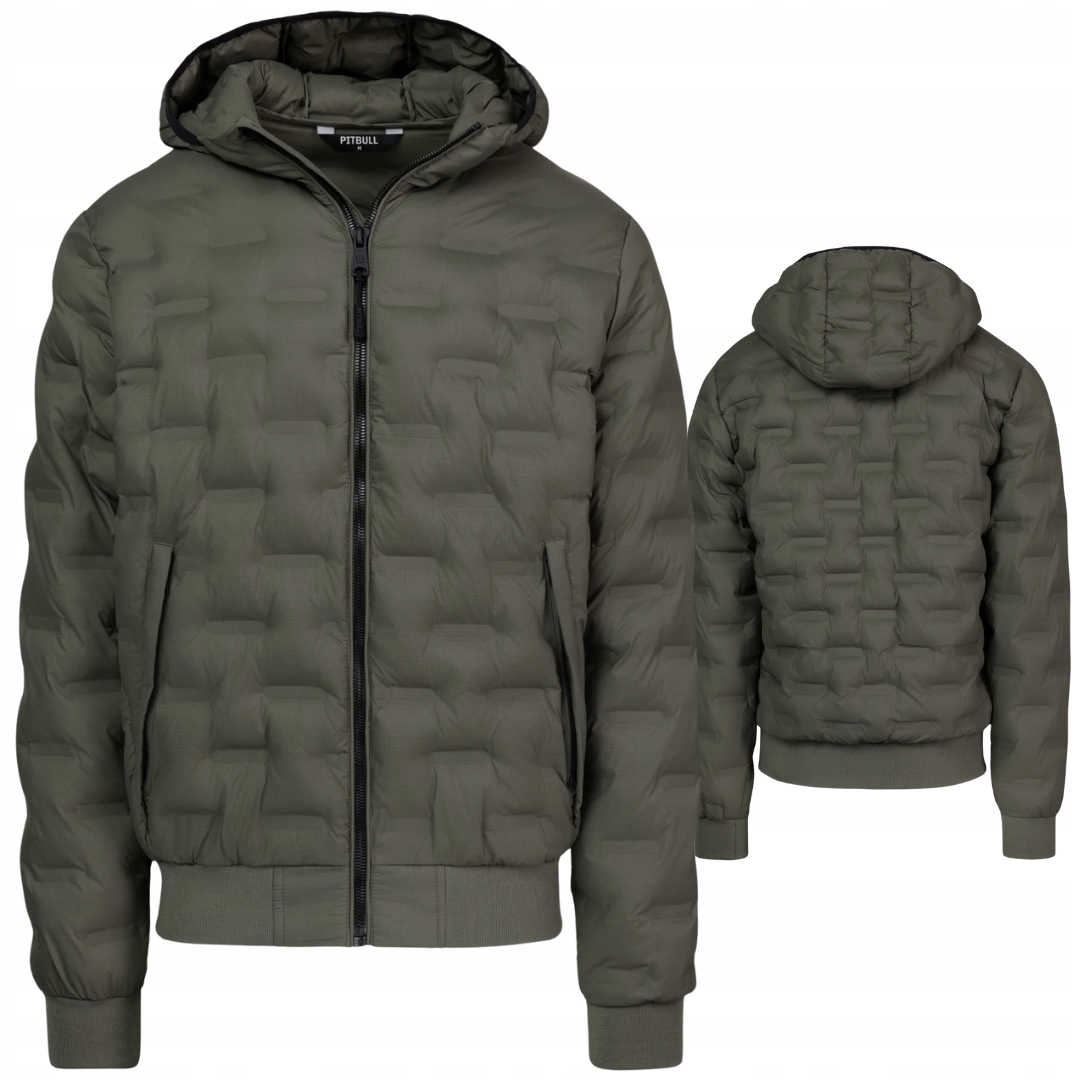 Pitbull West Coast Pánská Zimní Bunda S Kapucí Fisk Olivová Olive 3XL