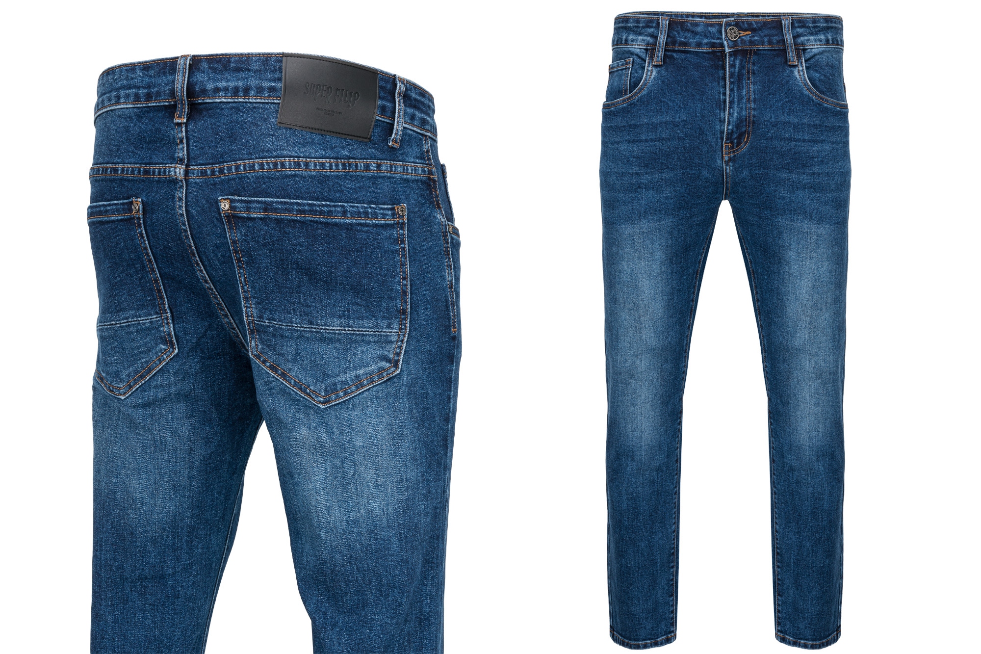 Pánské Džínové Kalhoty Tmavě Modré S Hladkými Kapsami Slim 38/32