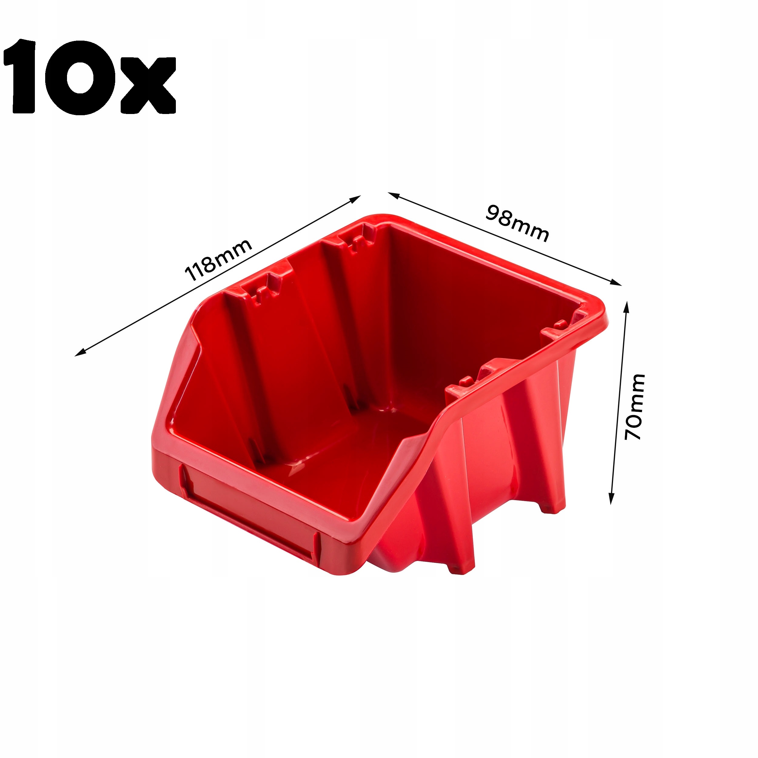 

10 Pojemników magazynowych 98x118x70 mm warsztat