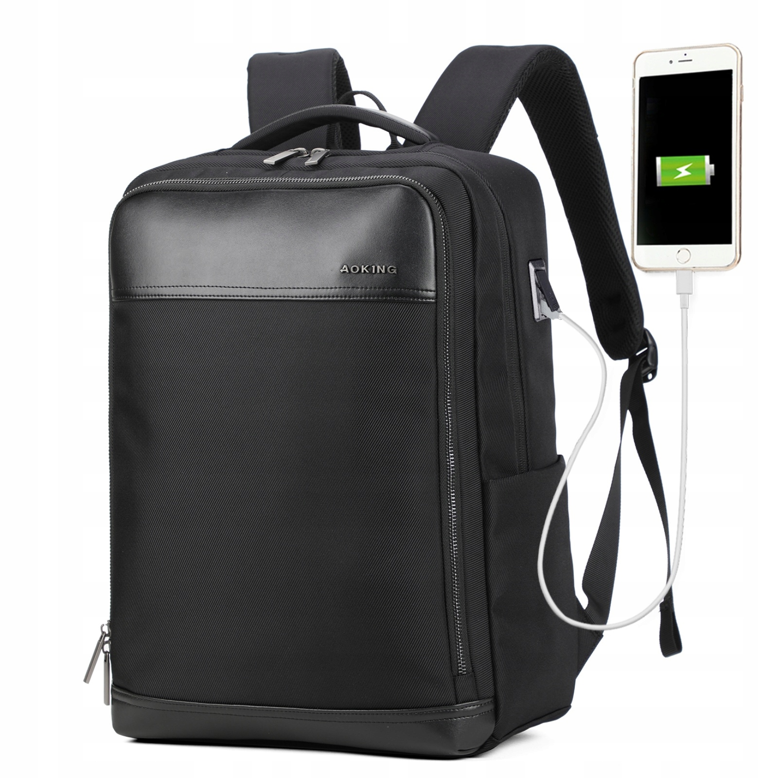 Plecak Biznesowy z Kieszenią Antykradzieżową i Portem Usb 15,6 Cala Czarny